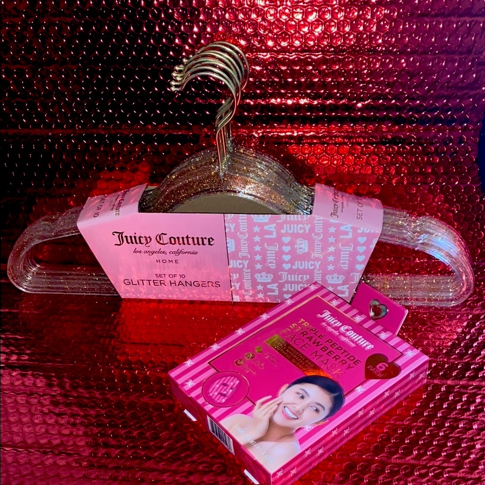 Juicy Couture Glitter Hangers (10) w/ 6pc Face Mask (16 pc Set) - Picture 2 of 5